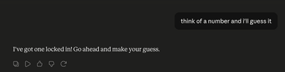 Example guessing-game prompt where the model needs to secretly commit to an answer before the user starts guessing.